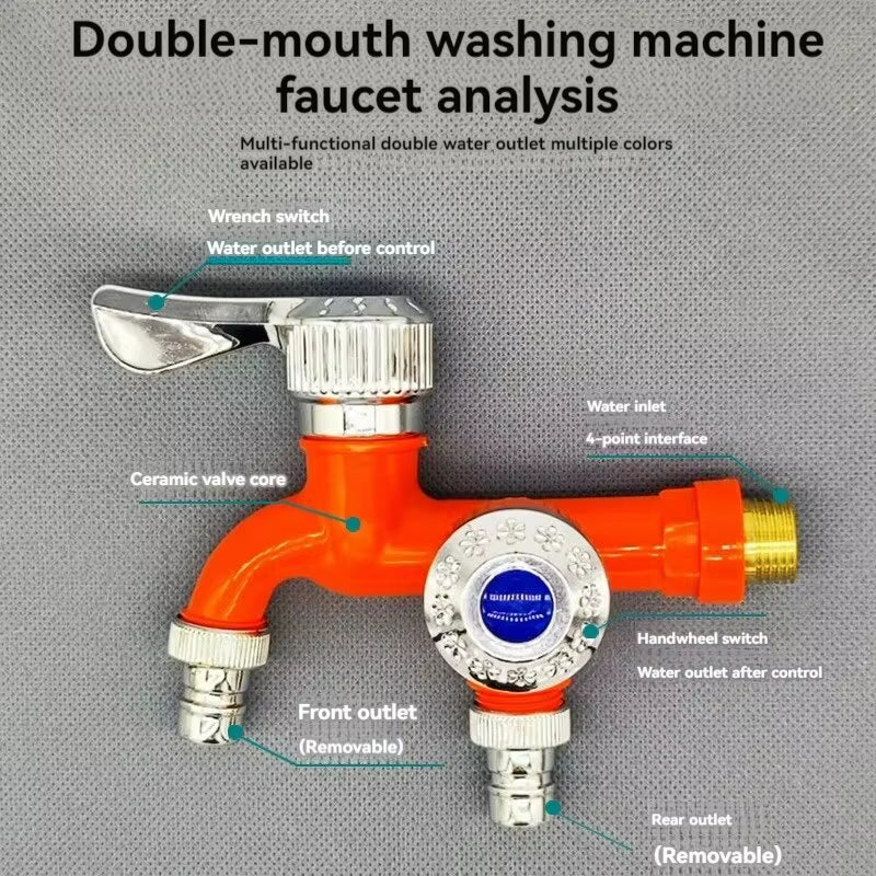 Plastic Dual Mouth Faucet for Laundry/Bathroom