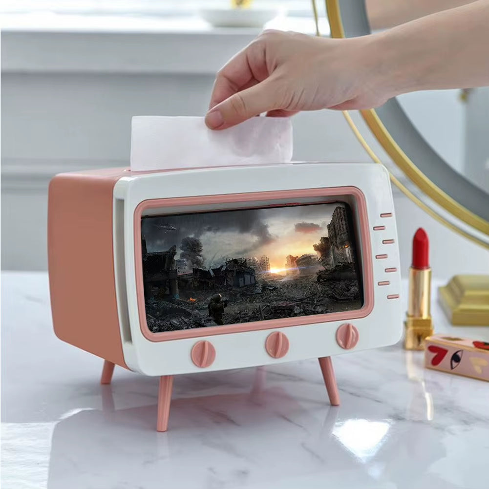 Creative Desktop Paper Holder with Phone Stand and Tissue Storage for Living Room