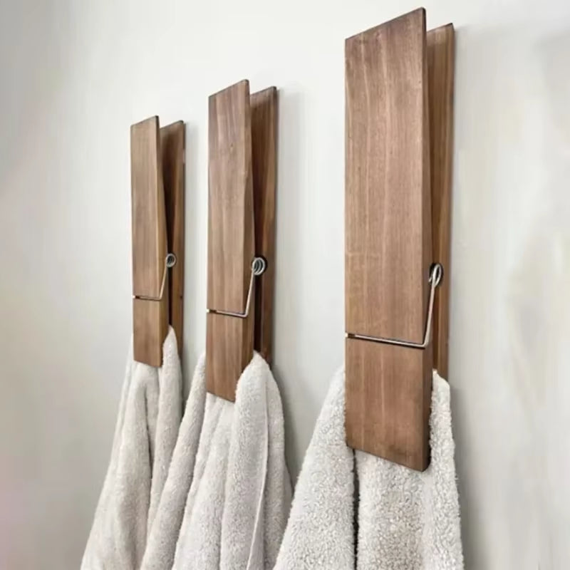 Large Wooden Towel Holder - Bathroom Decor