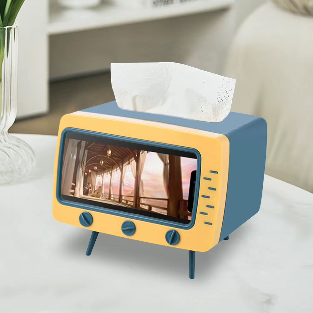 Creative Desktop Paper Holder with Phone Stand and Tissue Storage for Living Room