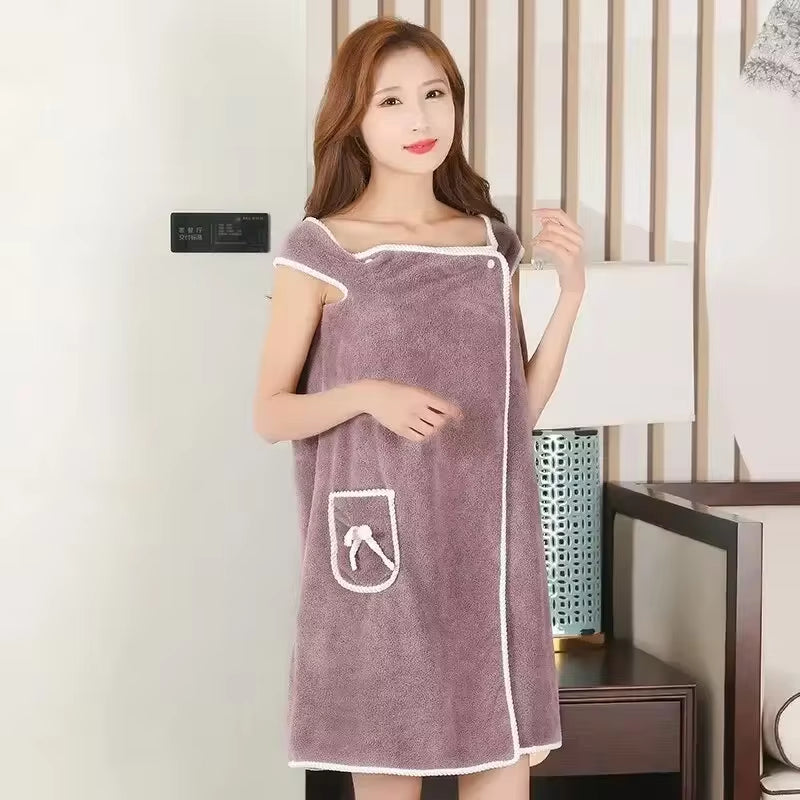 Wearable Bathrobe Towel for Women