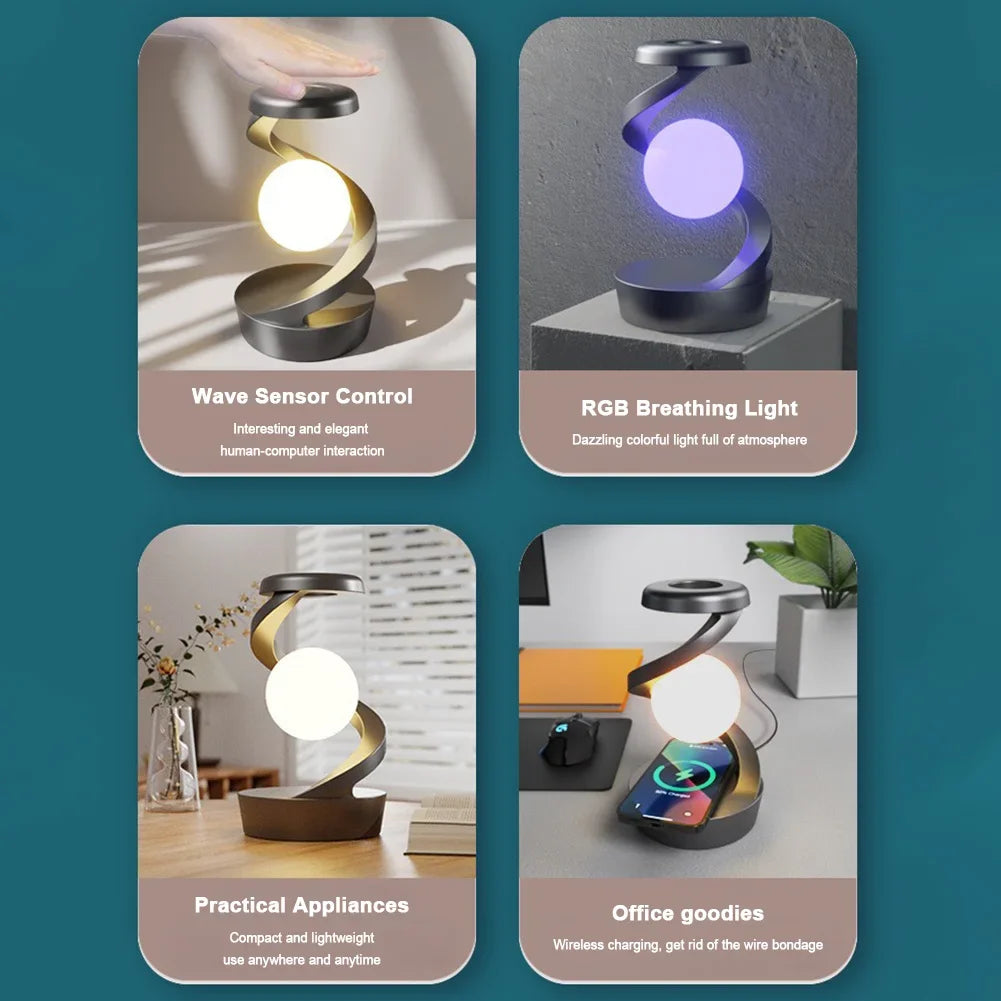 Rotating Wireless Floating Lamp with Wireless Phone Charger