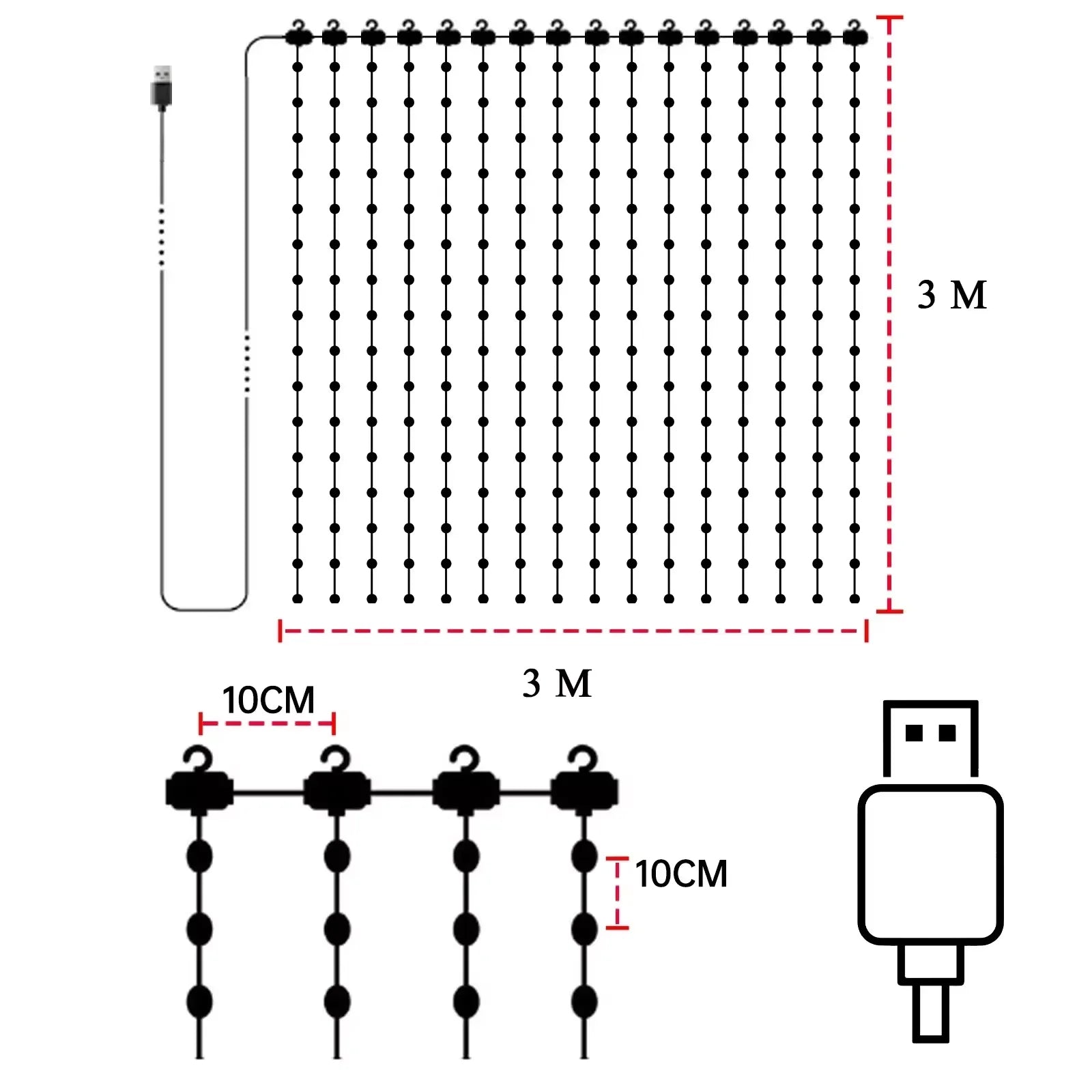 400 LEDs Smart Curtain Lights - Bluetooth App Control