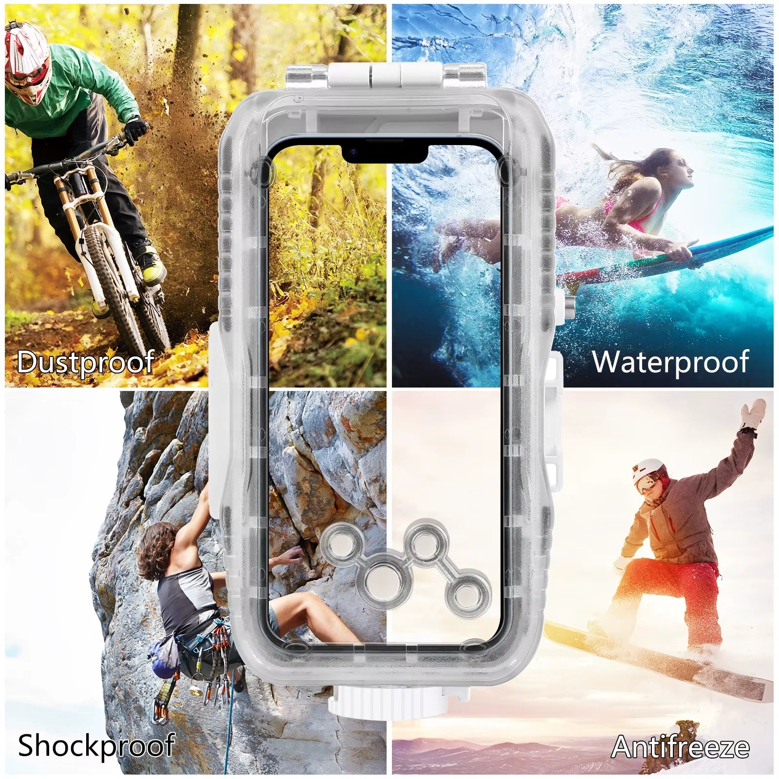 PULUZ Waterproof Diving Case for iPhone 12-15 Pro, 40M/130Ft