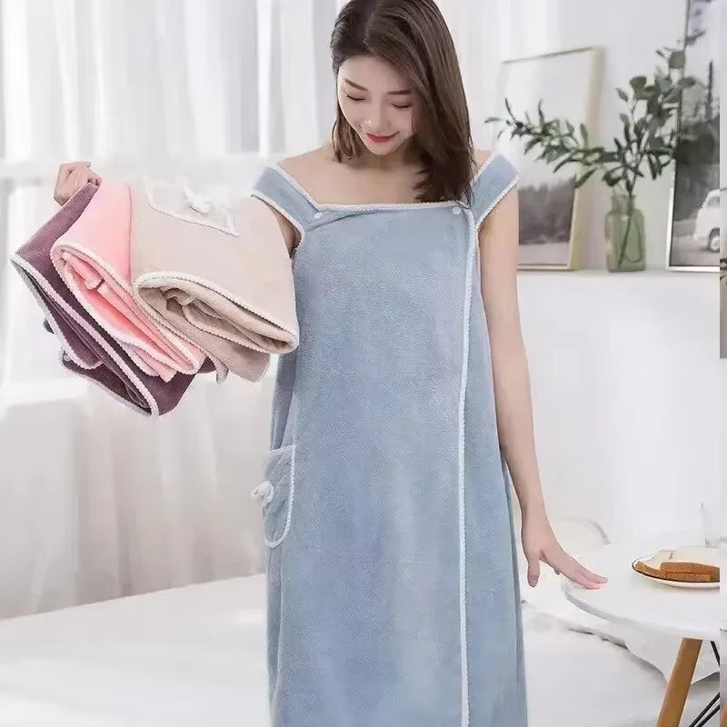 Wearable Bathrobe Towel for Women