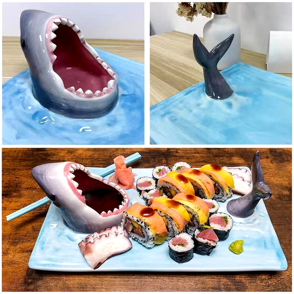 Ceramic Shark Sushi Plate - Unique Tableware