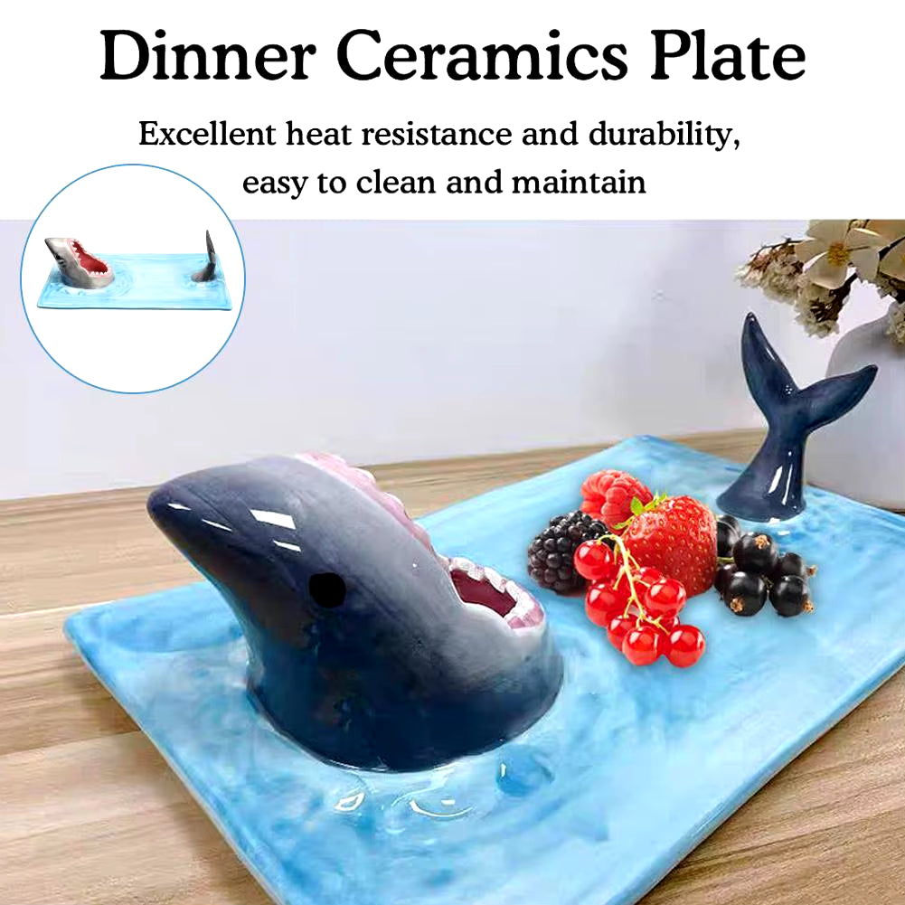 Ceramic Shark Sushi Plate - Unique Tableware