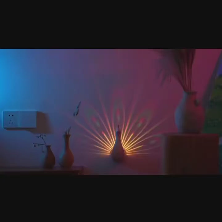 LED Peacock Projection Lamp - 12 Color Options